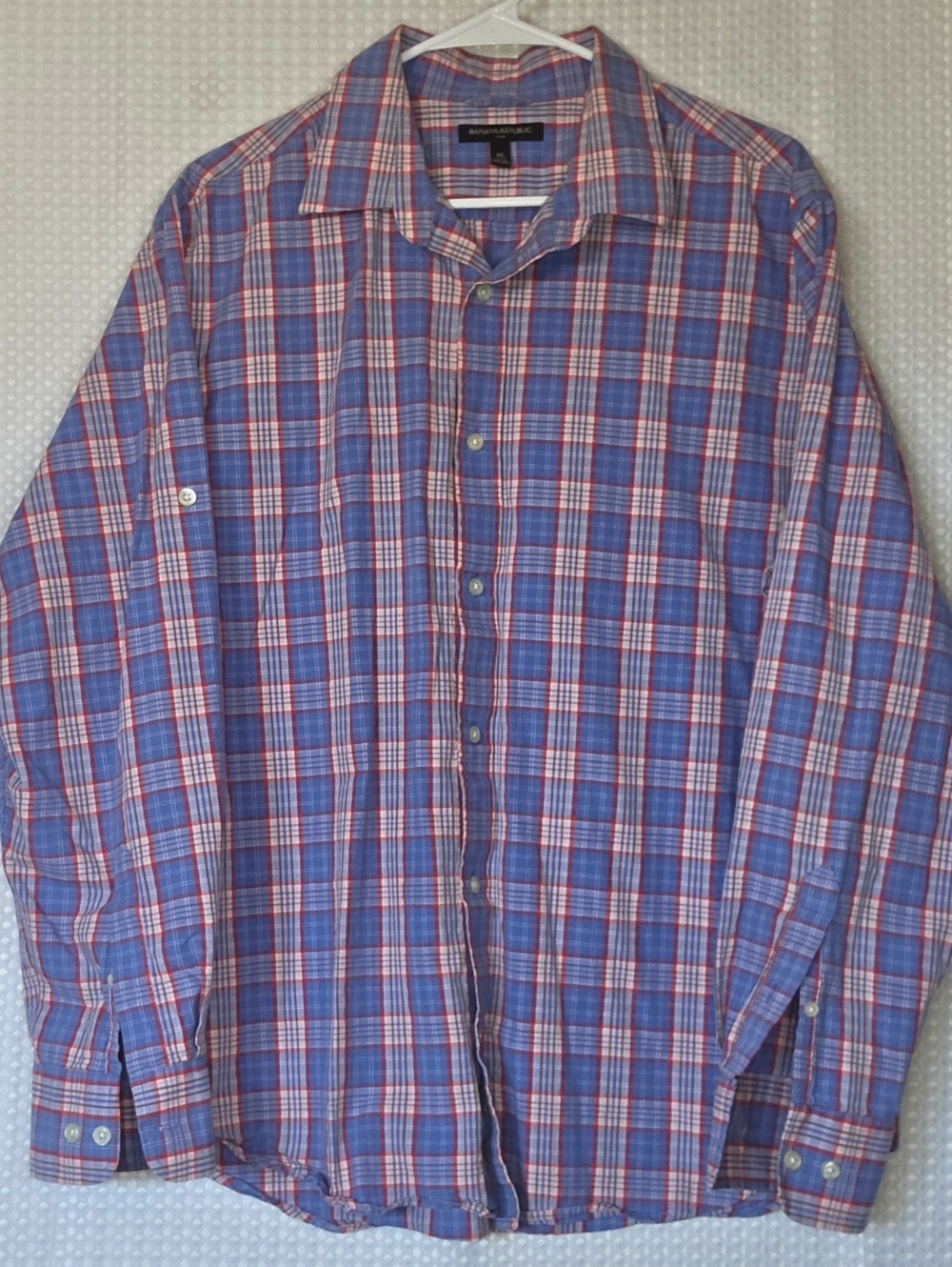 Banana Republic Plaid Button Down Shirt Men XL Blue Red Casual - Picture 8 of 8